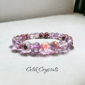 Super 7 Purple Phantom Ghost Quartz Women's Bracelet Natural Stones 8mm